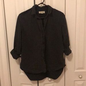 Madewell black denim button down top